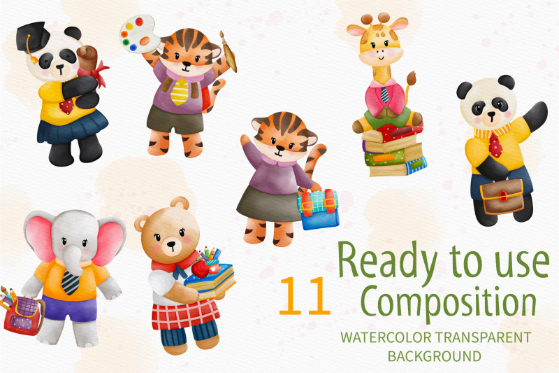 watercolor-back-to-school-and-animals-clipart