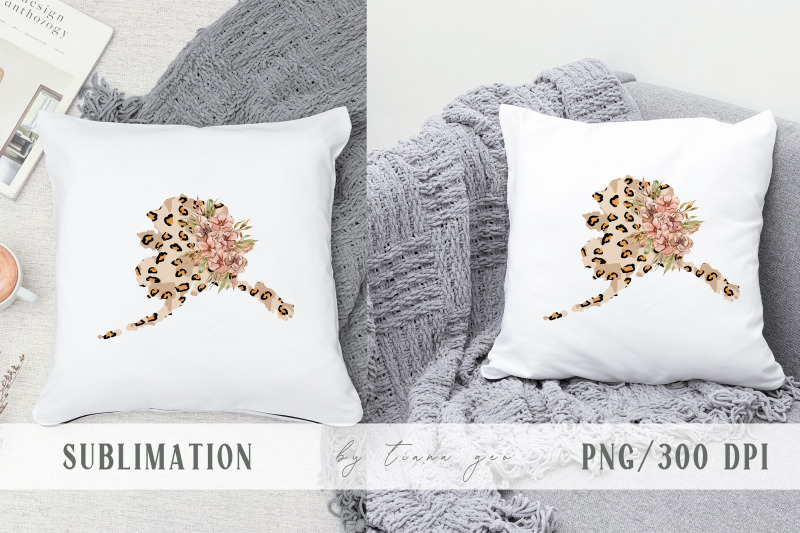 floral-alaska-state-map-sublimation-clipart-png-file