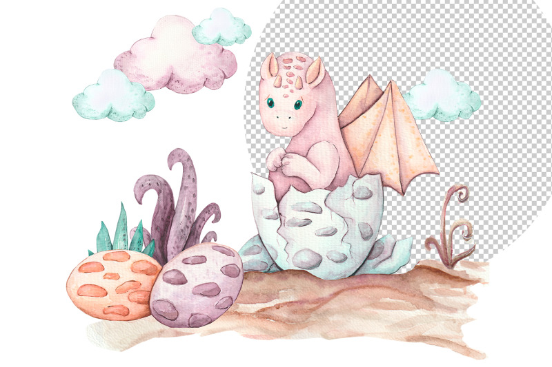 dragons-watercolor-clipart-sublimation-designs