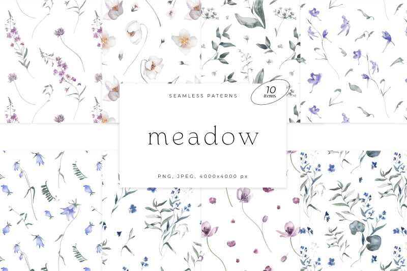 meadow-watercolor-seamless-patterns