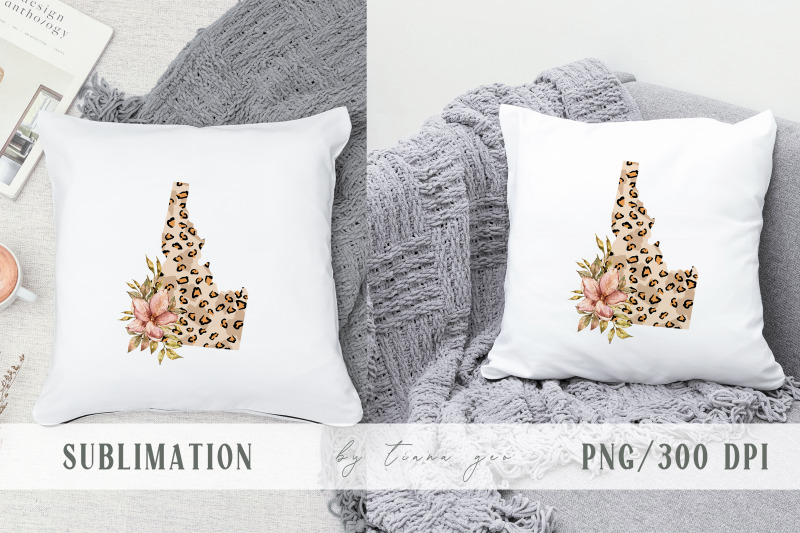 floral-idaho-state-map-sublimation-clipart-png-file