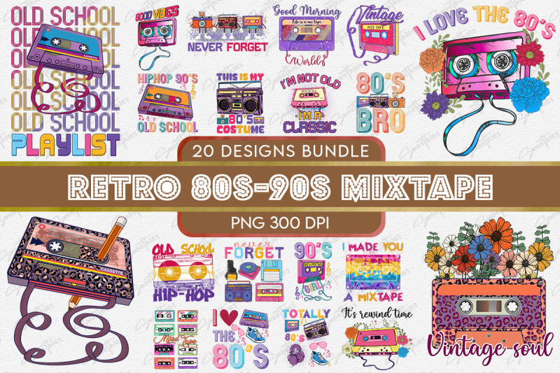 vintage-80-039-s-90-039-s-mixtape-design-bundle