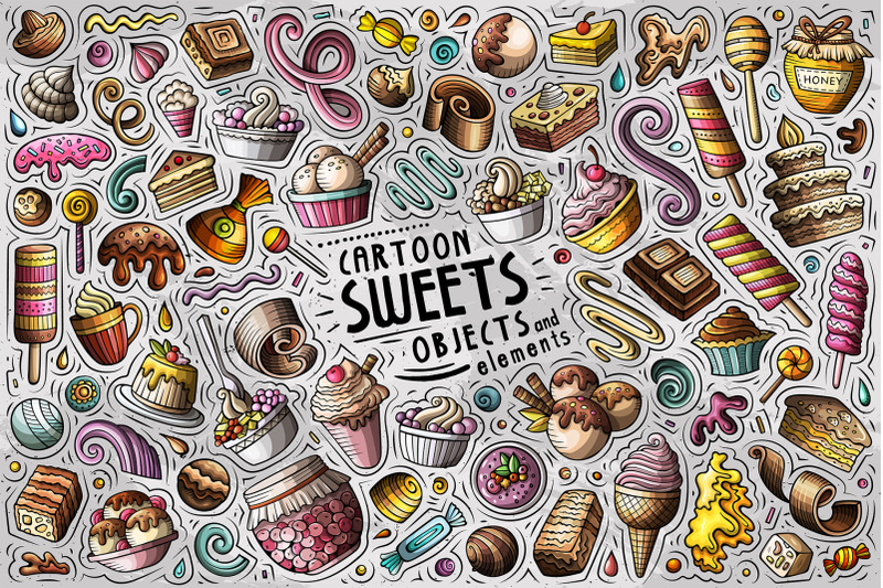 sweet-food-cartoon-objects-set