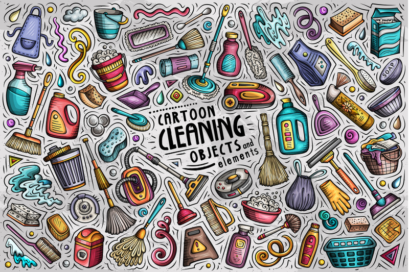 cleaning-cartoon-objects-set