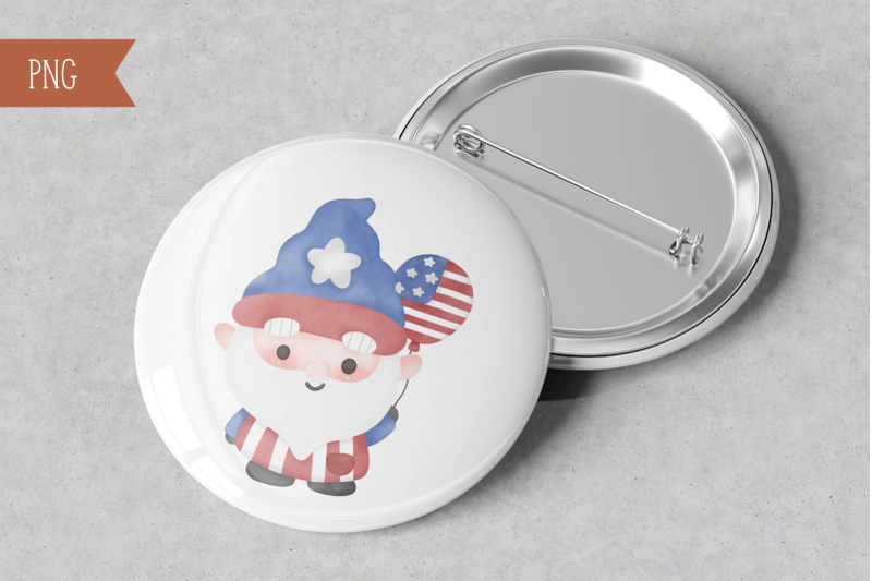 independence-day-gnome-4th-july-watercolor-clipart-kawaii