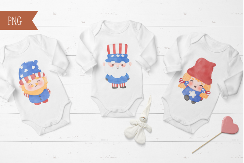 independence-day-gnome-4th-july-watercolor-clipart-kawaii