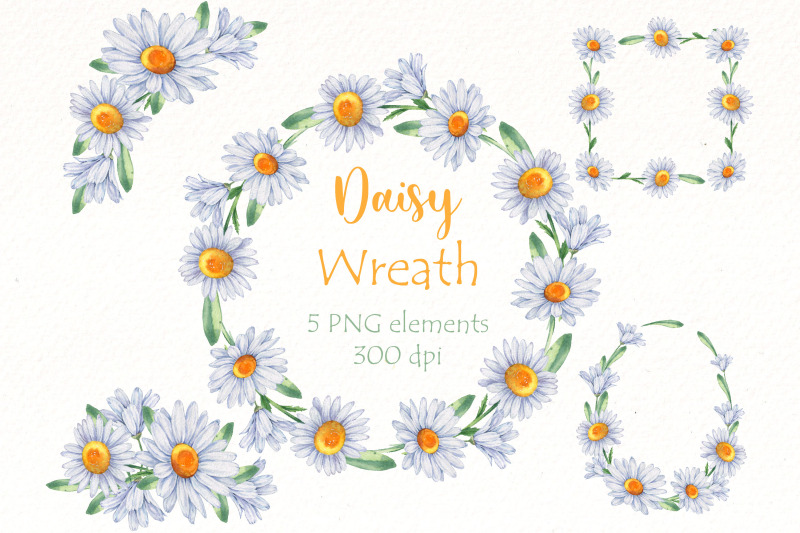 daisy-weath-clipart-watercolor-wildflowers-frame-png