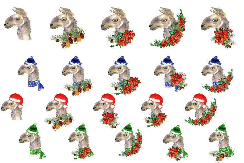 watercolor-llama-christmas-clipart-sublimation-designs