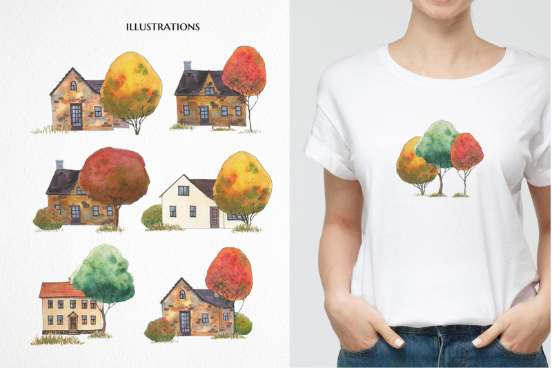 cottagecore-fall-clipart-watercolor-country-house-png-farm-landscape