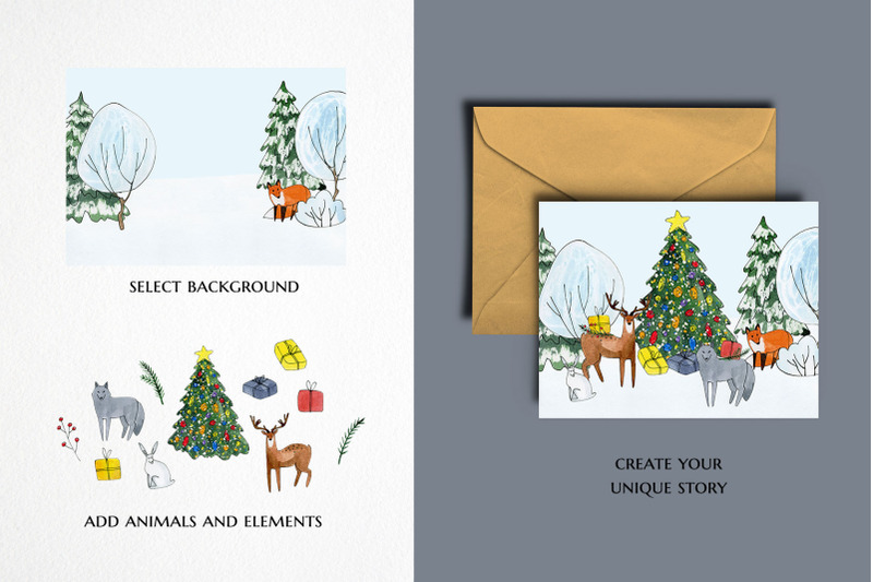 woodland-animal-clipart-watercolor-winter-wonderland-png-christmas