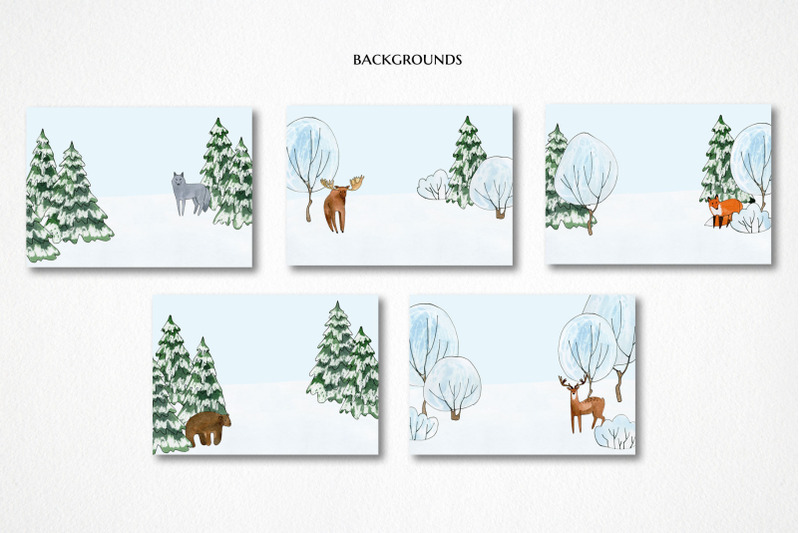 woodland-animal-clipart-watercolor-winter-wonderland-png-christmas