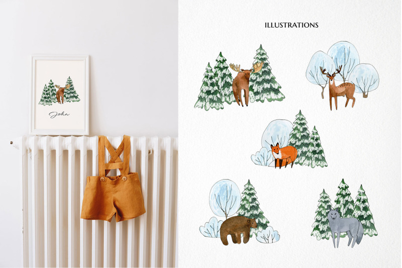 woodland-animal-clipart-watercolor-winter-wonderland-png-christmas