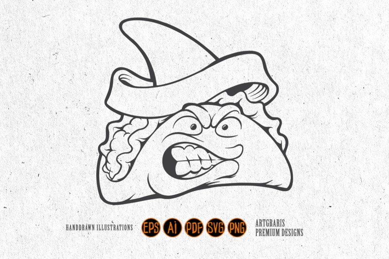 angry-food-mexican-tacos-monochrome-svg