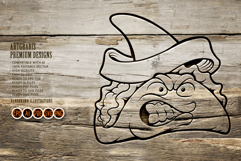 angry-food-mexican-tacos-monochrome-svg