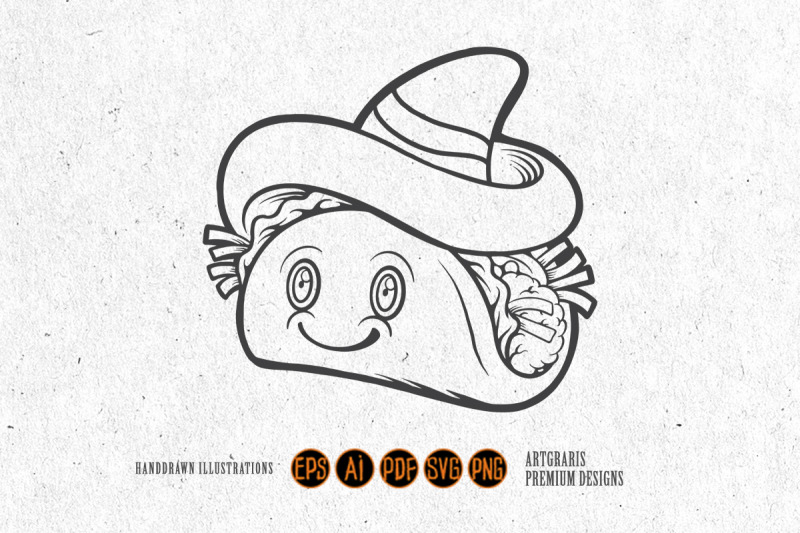 funny-delicious-tacos-restaurant-monochrome-svg