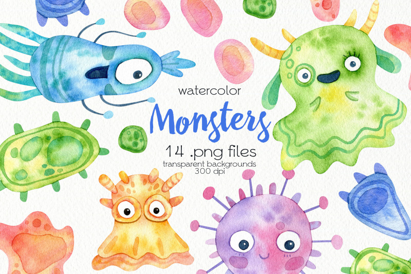 watercolor-monsters-clipart-png-files