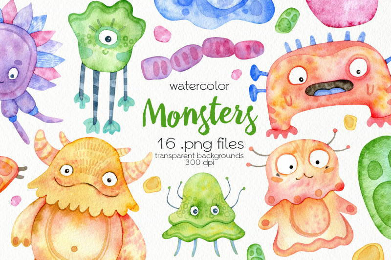 watercolor-monsters-clipart-png-files