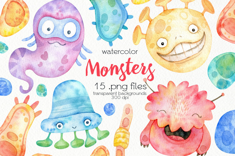 watercolor-monsters-clipart-png-files