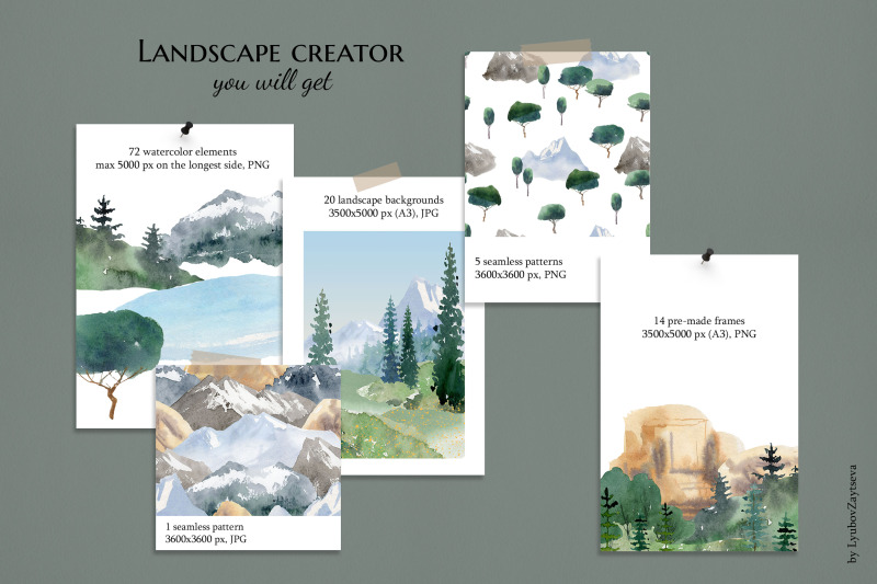 landscape-clipart-watercolor-mountain-forest-clip-art