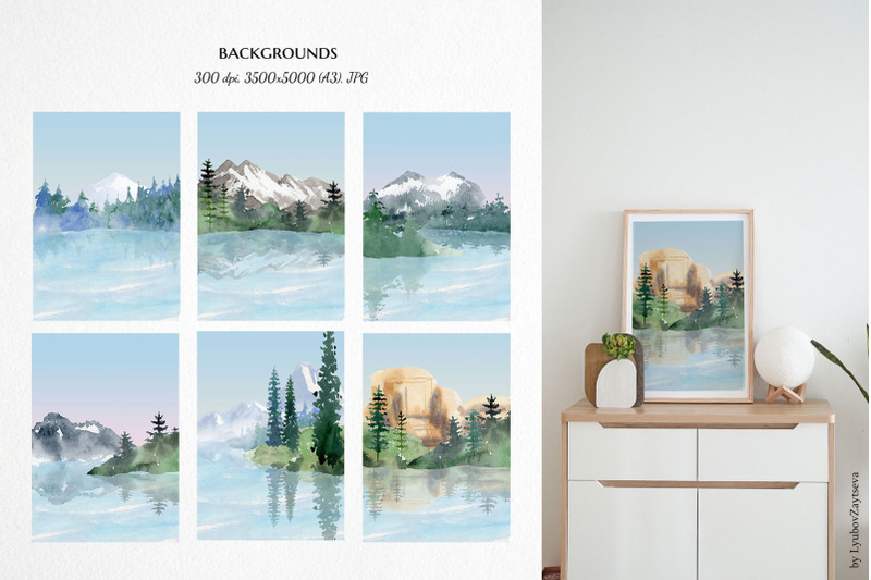 landscape-clipart-watercolor-mountain-forest-clip-art