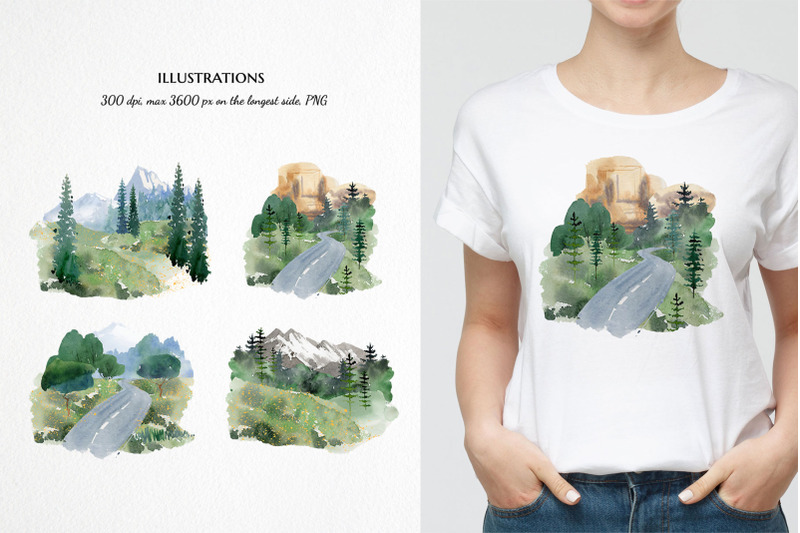 landscape-clipart-watercolor-mountain-forest-clip-art