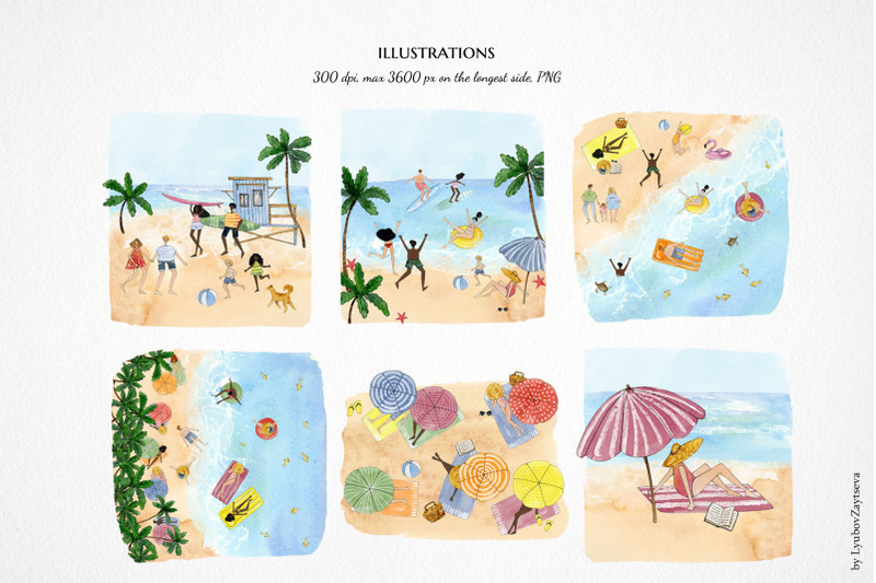 watercolor-people-on-summer-beach-scene-creator-clipart-hawaii-ocean