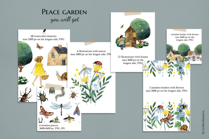 black-girl-in-fairy-garden-with-insect-watercolor-clipart-cute-houses