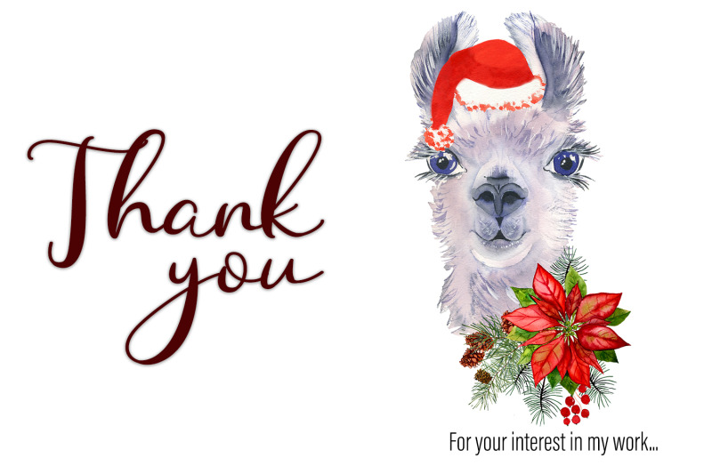 watercolor-llama-christmas-clipart-sublimation-designs