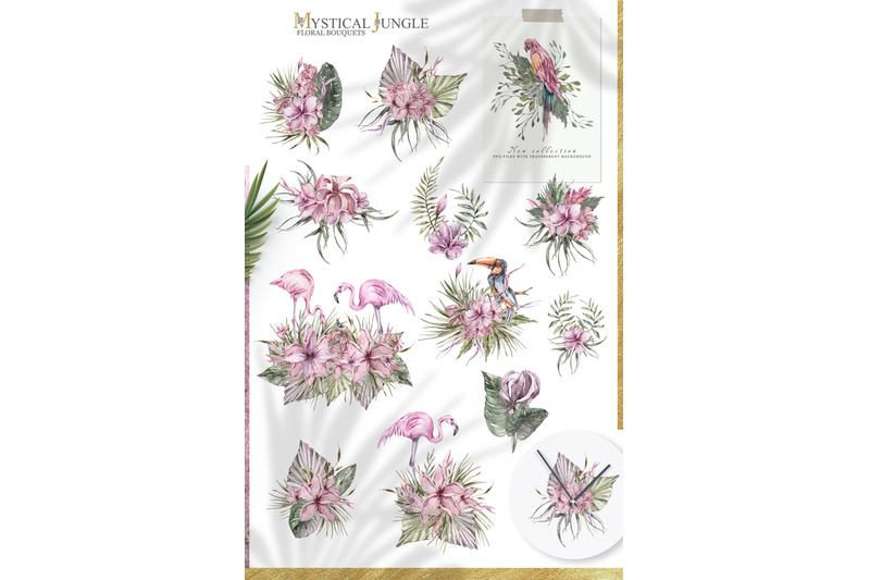 watercolor-tropical-floral-bouquet-clipart-collection