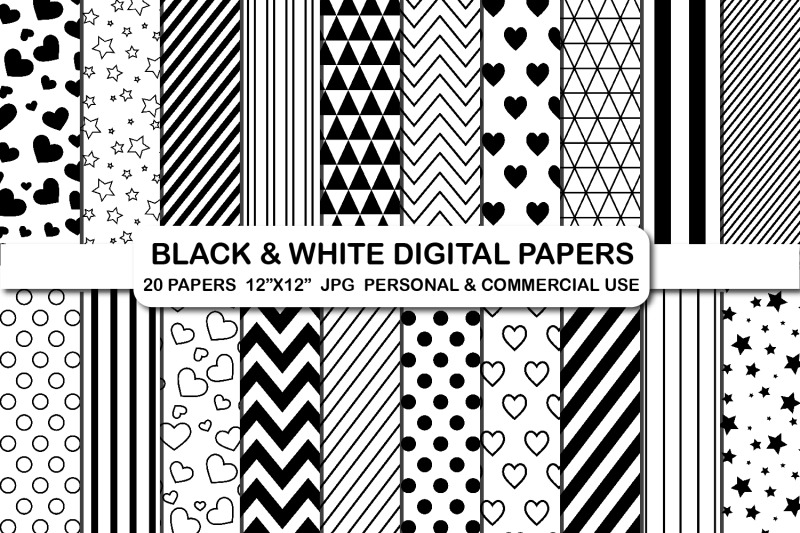 black-and-white-backgrounds-digital-papers-pattern