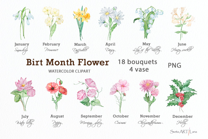 watercolor-birth-month-flower-bouquets-clipart