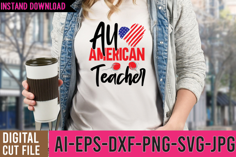 all-american-teacher-svg-design