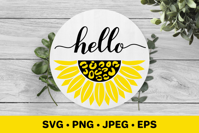 hello-calligraphy-svg-sunflower-leopard-round-door-sign