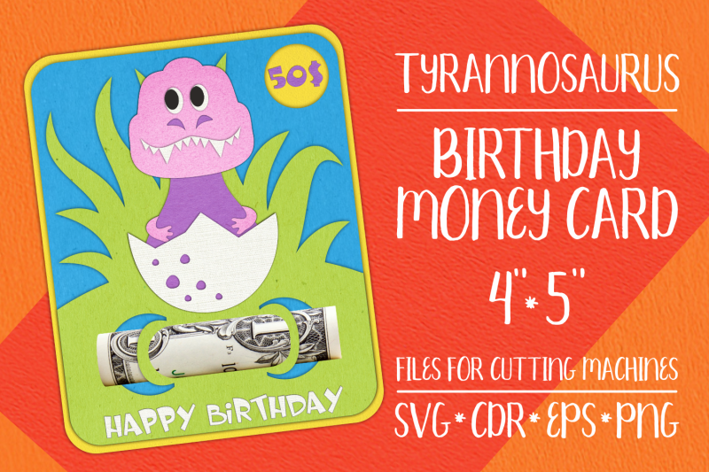 tyrannosaurus-birthday-card-money-holder-template