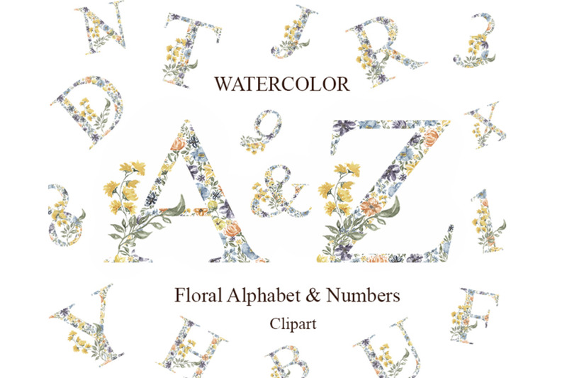 watercolor-floral-letters-and-numbers-alphabet-clipart-set
