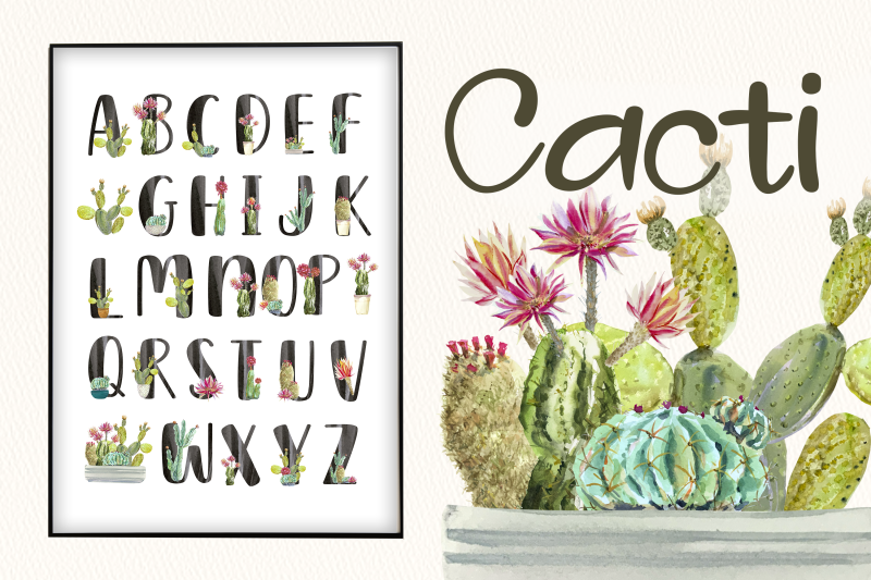 cactus-font-and-clip-arts