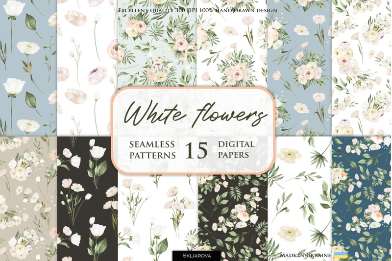 white-flowers-seamless-patterns
