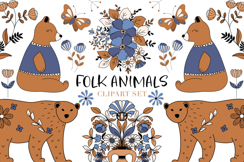 folk-animal-digital-clipart-set