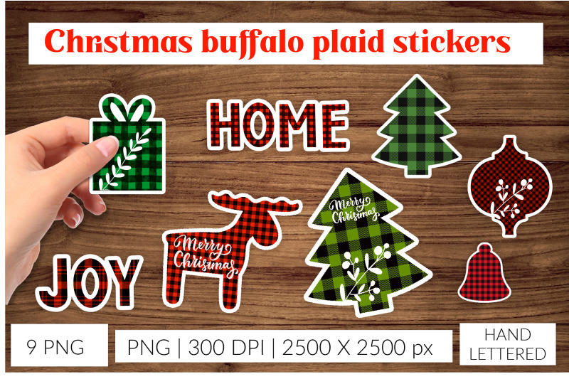 christmas-buffalo-plaid-stickers-christmas-tags-stickers
