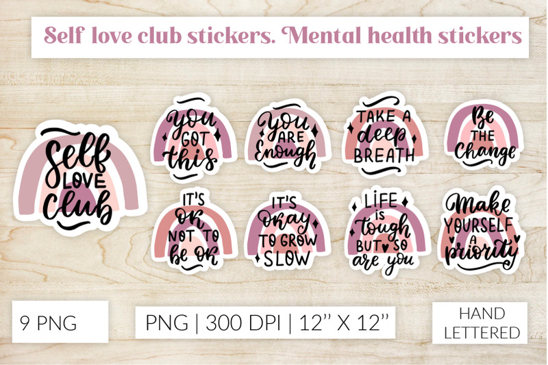 self-love-club-stickers-mental-health-quotes-stickers