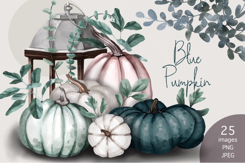 halloween-watercolor-clip-art-autumn-pumpkins-green-and-white-fall