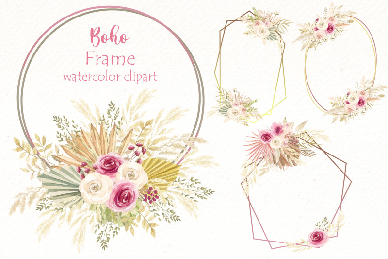 watercolor-boho-floral-frame-clipart-pampas-clipart