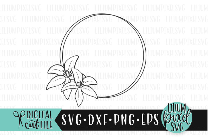 lily-flower-arrangement-round-monogram-frame-floral-svg