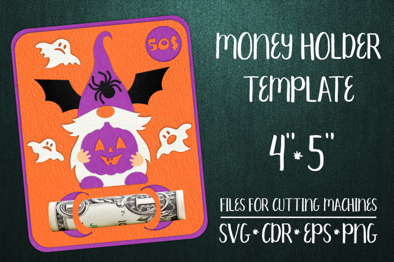 gnome-and-spider-halloween-card-money-holder-template