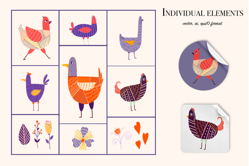 folk-birdies-set-of-vector-graphics-ai-eps10-jpeg