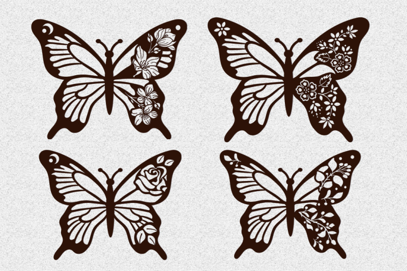 set-of-butterflies-with-flowers-paper-cut-sublimation-svg