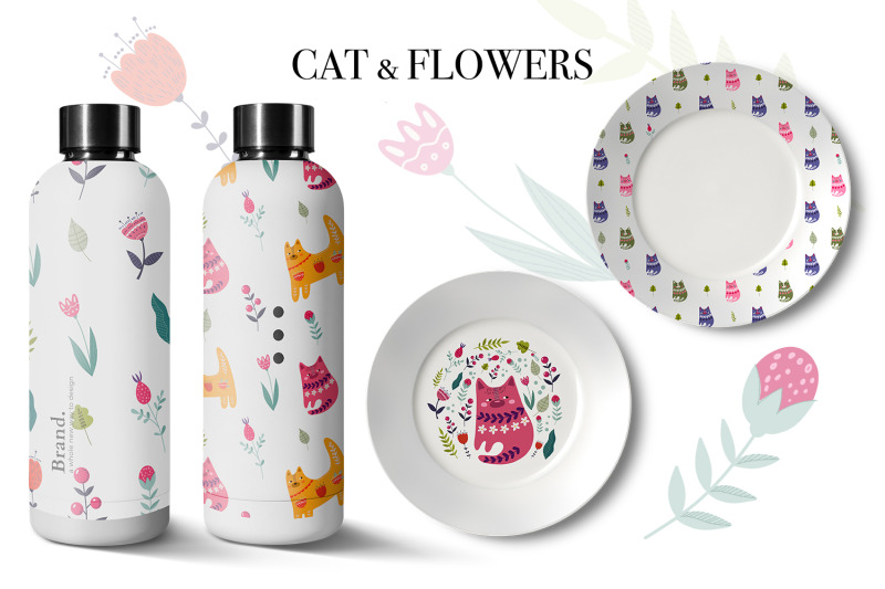 cat-and-flowers-set-of-vector-graphics-ai-eps10-jpeg