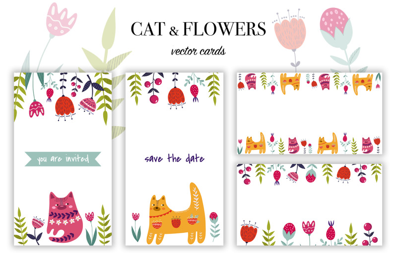 cat-and-flowers-set-of-vector-graphics-ai-eps10-jpeg