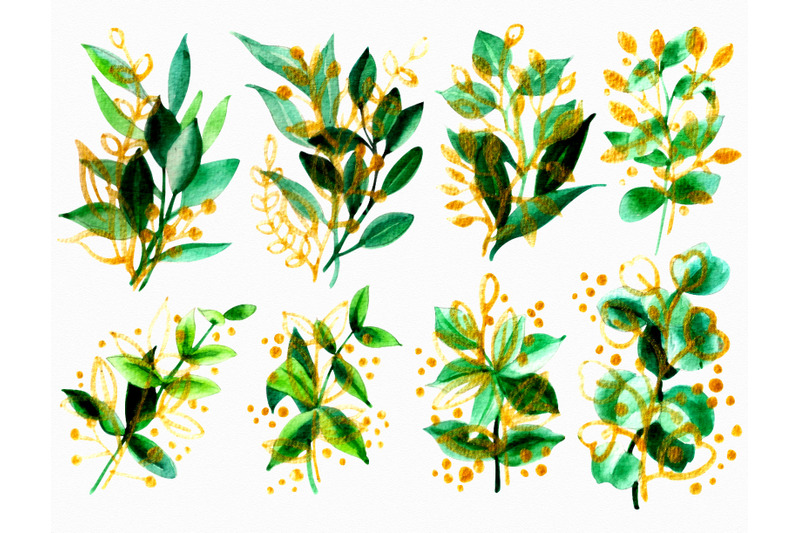 watercolor-golden-leaves-collection