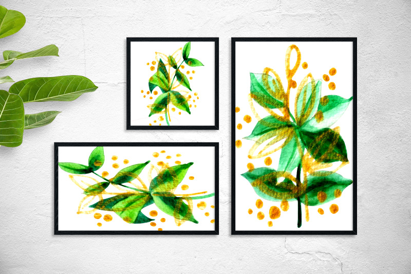 watercolor-golden-leaves-collection